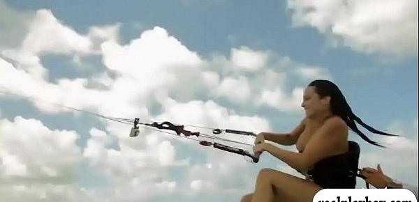  Curvy hot babes kite surfing while naked